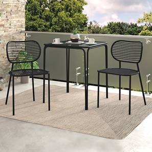 Joyce Metal Outdoor Table In Black Colour With Set Of Chairs