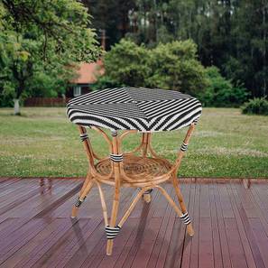 J Popsicle Round Cane Outdoor Table In Blue Colour